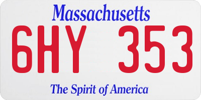 MA license plate 6HY353