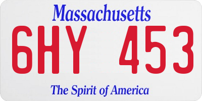 MA license plate 6HY453