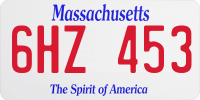 MA license plate 6HZ453