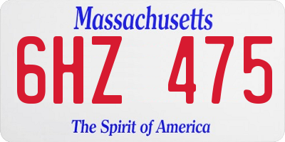 MA license plate 6HZ475