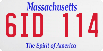 MA license plate 6ID114