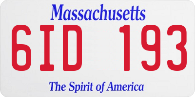 MA license plate 6ID193