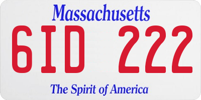 MA license plate 6ID222
