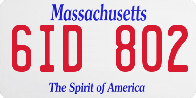 MA license plate 6ID802