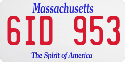 MA license plate 6ID953