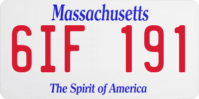 MA license plate 6IF191