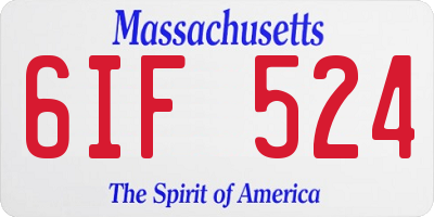 MA license plate 6IF524