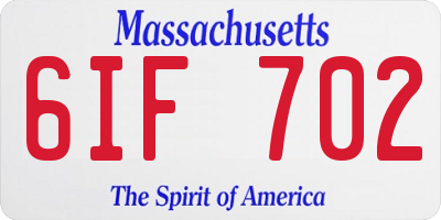 MA license plate 6IF702