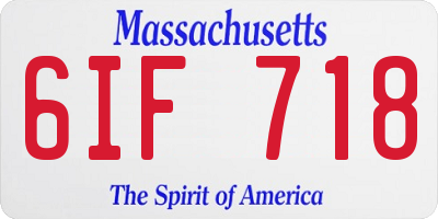 MA license plate 6IF718