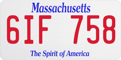 MA license plate 6IF758
