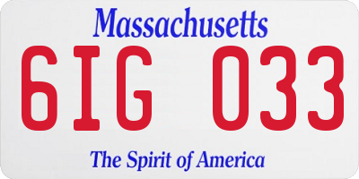 MA license plate 6IG033