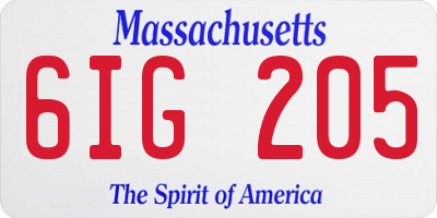 MA license plate 6IG205