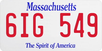 MA license plate 6IG549