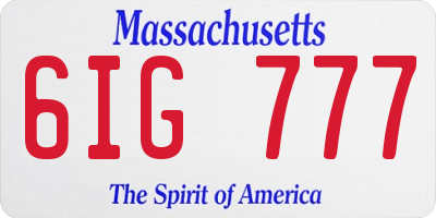 MA license plate 6IG777