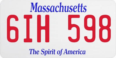 MA license plate 6IH598