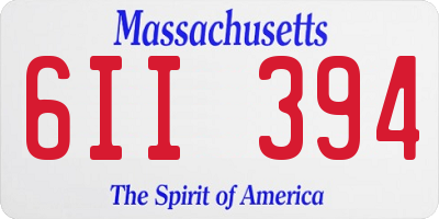 MA license plate 6II394