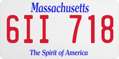 MA license plate 6II718
