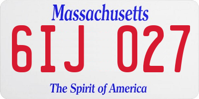 MA license plate 6IJ027