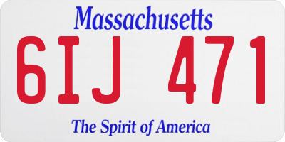 MA license plate 6IJ471
