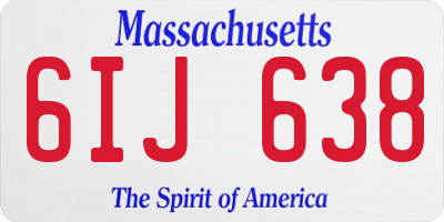 MA license plate 6IJ638