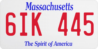 MA license plate 6IK445