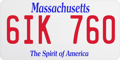 MA license plate 6IK760