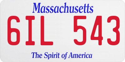 MA license plate 6IL543