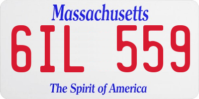 MA license plate 6IL559