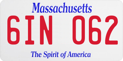 MA license plate 6IN062