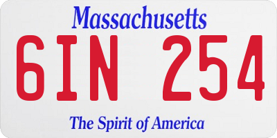 MA license plate 6IN254