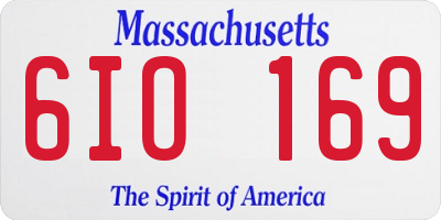 MA license plate 6IO169