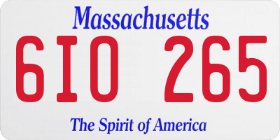MA license plate 6IO265