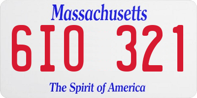 MA license plate 6IO321