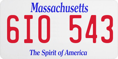 MA license plate 6IO543