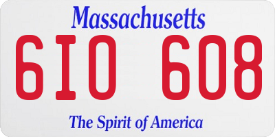MA license plate 6IO608