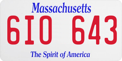 MA license plate 6IO643