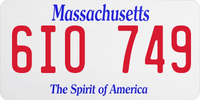 MA license plate 6IO749
