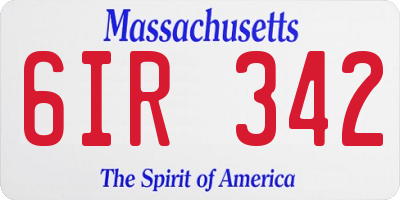 MA license plate 6IR342