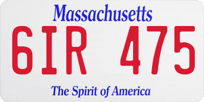 MA license plate 6IR475