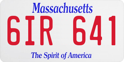 MA license plate 6IR641