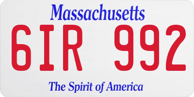 MA license plate 6IR992