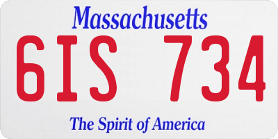 MA license plate 6IS734