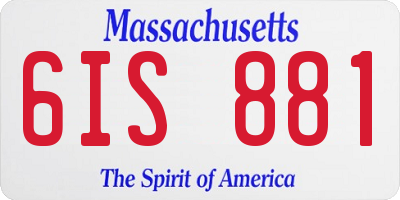 MA license plate 6IS881