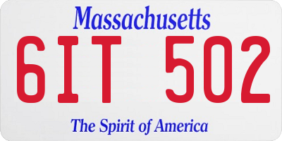 MA license plate 6IT502