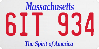 MA license plate 6IT934