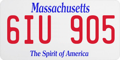 MA license plate 6IU905