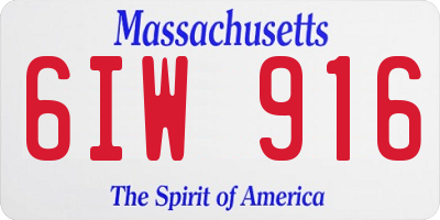 MA license plate 6IW916