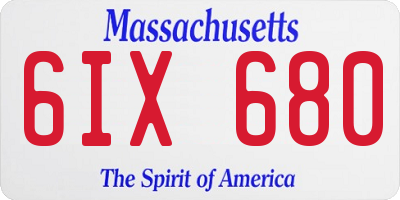 MA license plate 6IX680