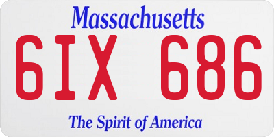 MA license plate 6IX686
