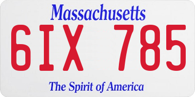 MA license plate 6IX785
